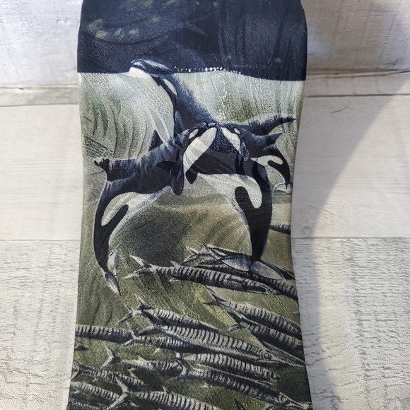 Endangered Species Orca In Ocean Fish Moon Silk Necktie - Picture 1 of 4